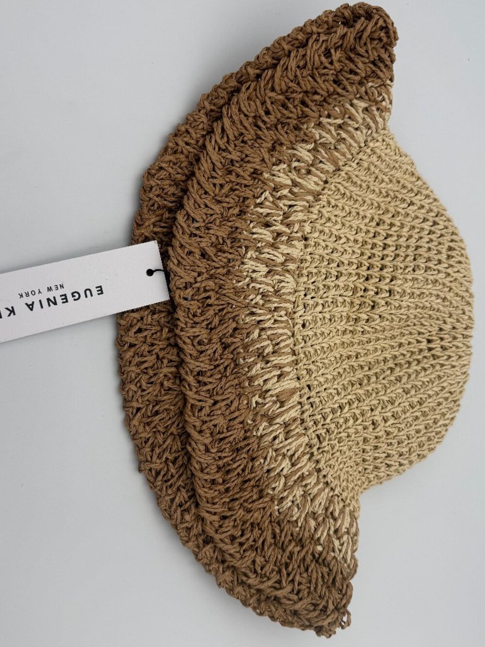 Eugenia Kim Straw Bucket Hat Two Tone Tan Brown NWT